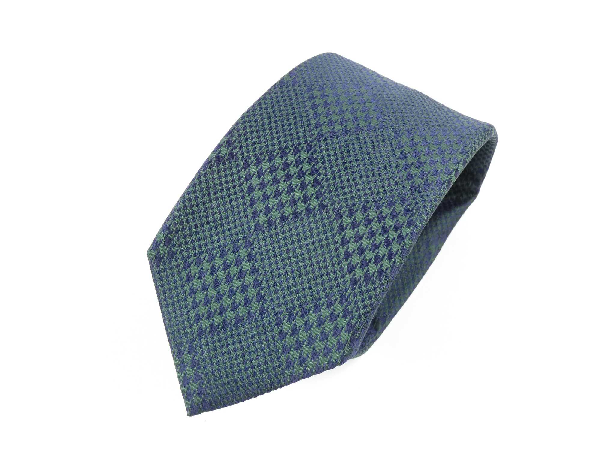 Krawatte, 100% Seide, 7,5cm, Hahnentritt, Dunkelgrün – MAICA Krawattenfabrik