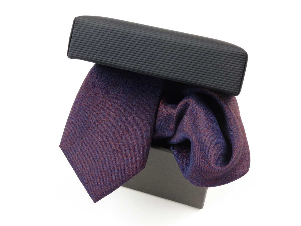 Krawatten-Set, 100% Seide, 6cm slim, Krawattenfabrik – MAICA Bordeaux Struktur, offene