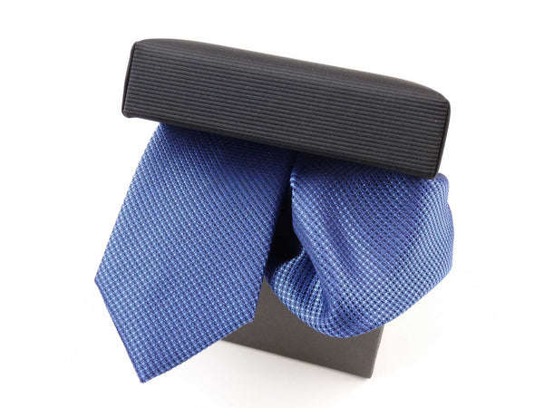 Krawatten-Set, 100% Seide, 6cm slim, Minimalstruktur, Royalblau