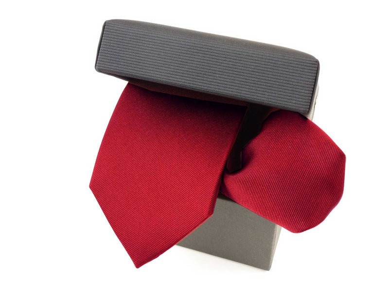 Krawatten-Set, 100% Seide, 7,5cm, Twill, Rubin Rot