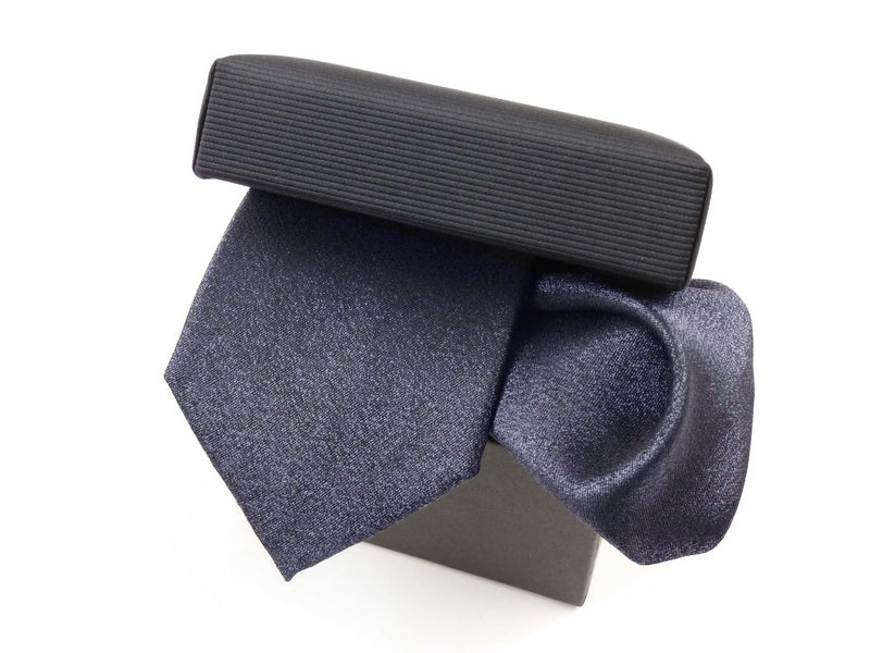 Krawatten-Set, 100% Seide, 7,5cm, offene Struktur, Grau