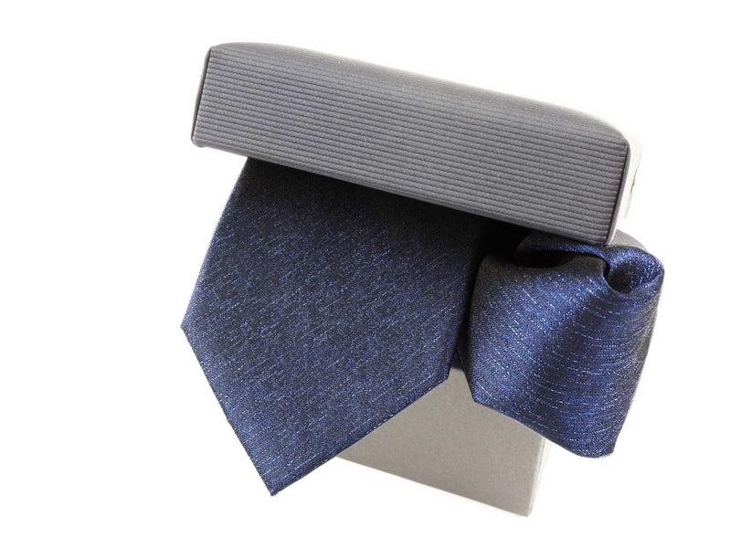 Krawatten-Set, 100% Seide, 7,5cm, Uninah, Dkl.Blau