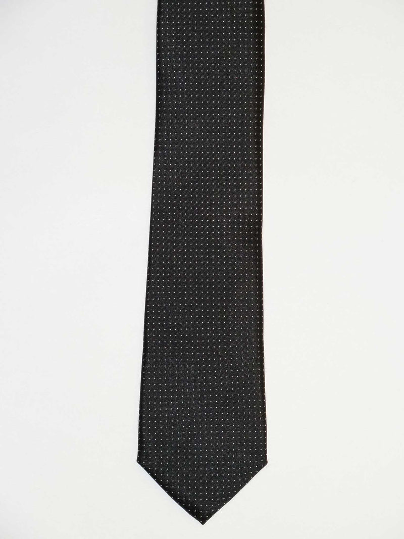 Krawatte, 100% Seide, 6cm slim, Picoté, Schwarz