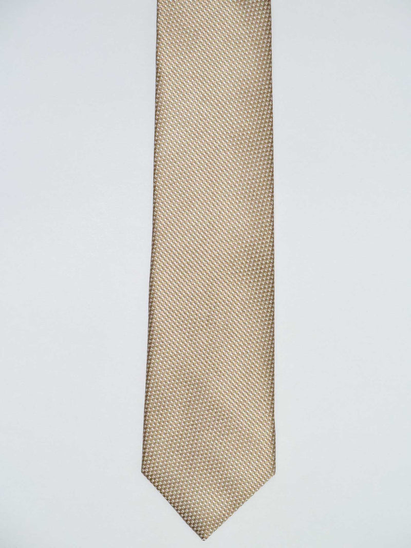 Krawatte, 100% Seide, 6cm slim, Fein Gepunktet, Beige