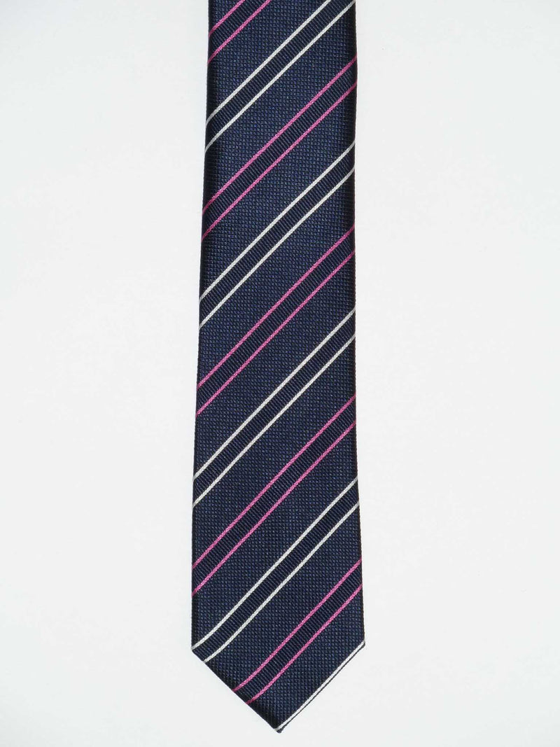 Krawatte, 100% Seide, 6cm slim, Streifen, Magenta