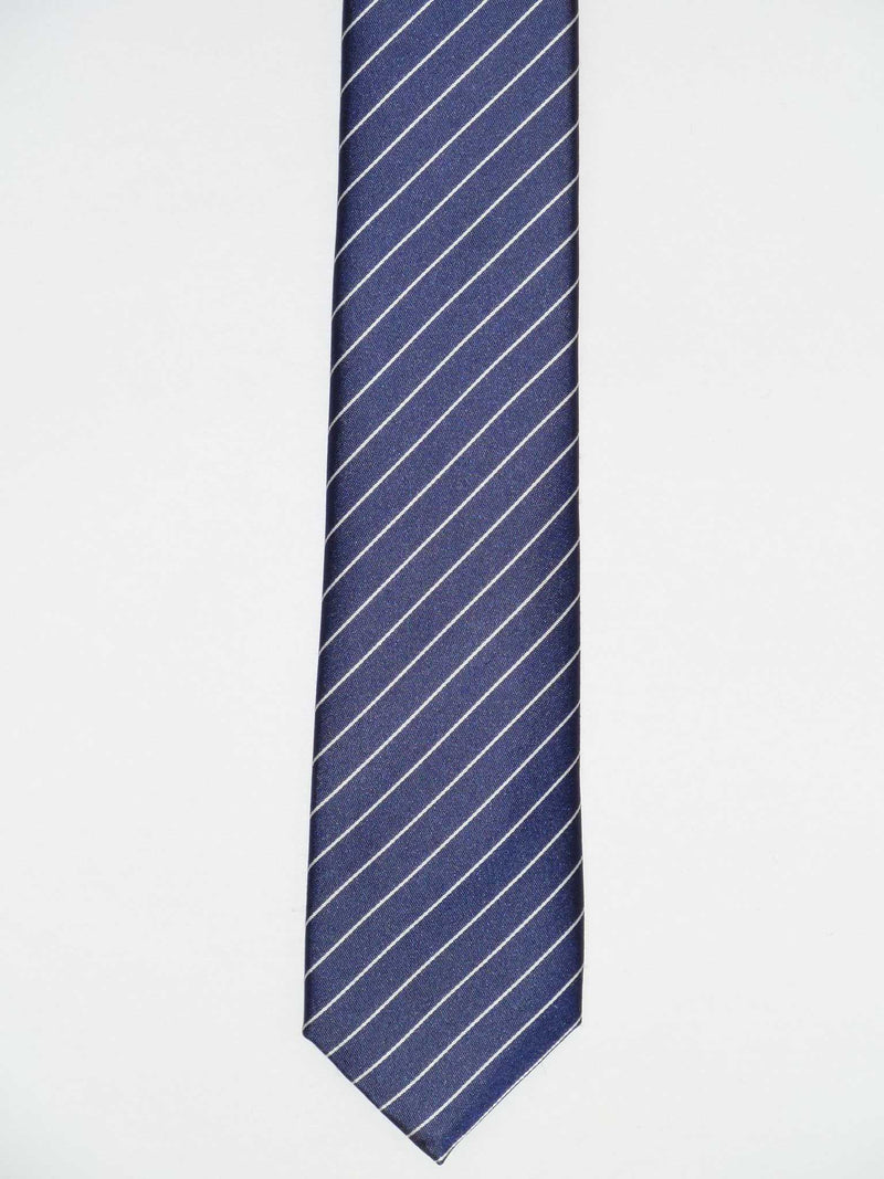Krawatte, 100% Seide, 6cm slim, Streifen, Blau