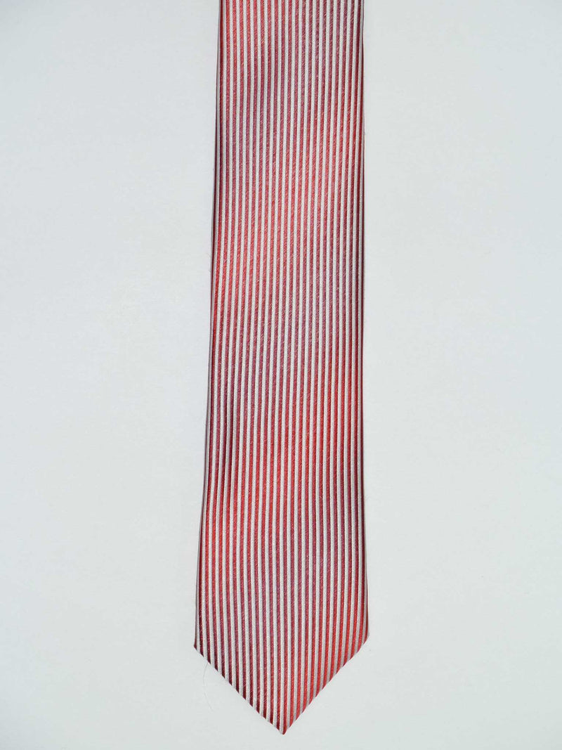 Krawatte, 100% Seide, 6cm slim, Streifen, Rot