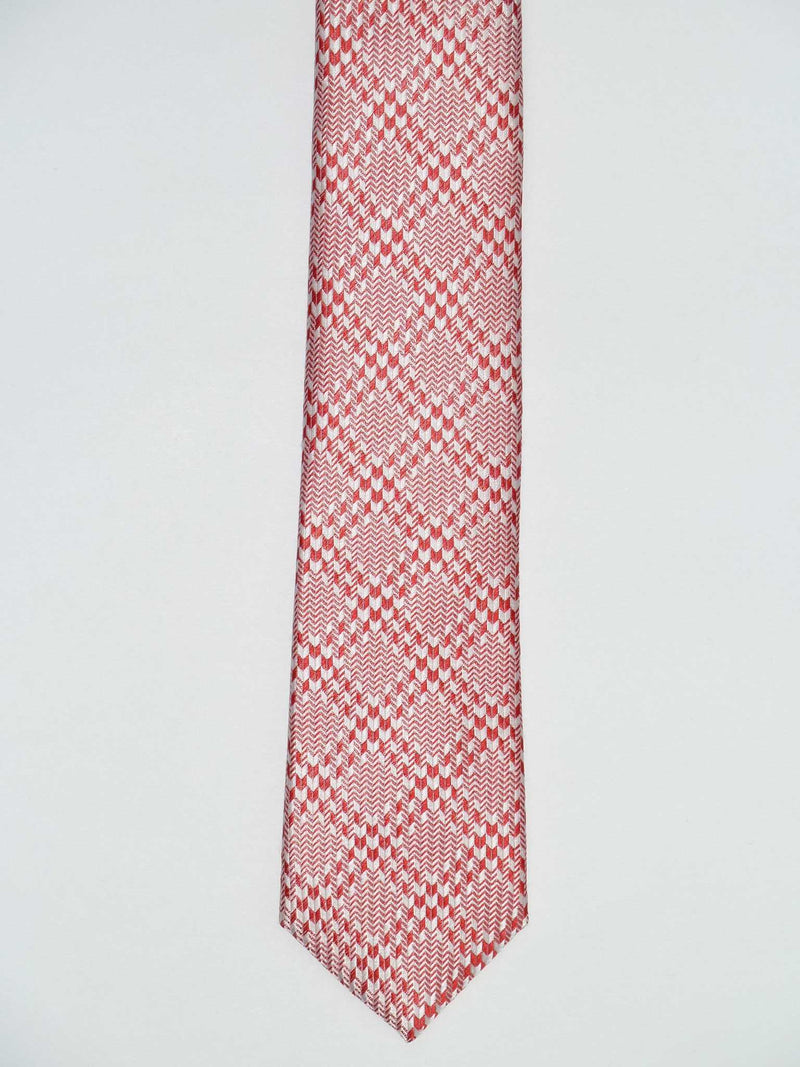 Krawatte, 100% Seide, 6cm slim, Kariert, Rot