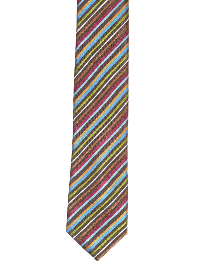 Krawatte, 100% Seide, 6cm slim, Streifen, Braun
