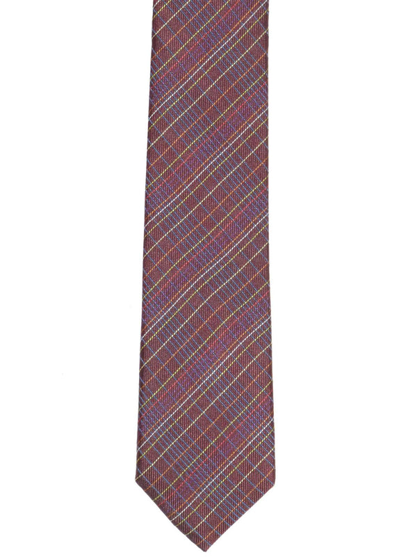 Krawatte, 100% Seide, 6cm slim, Kariert, Terra