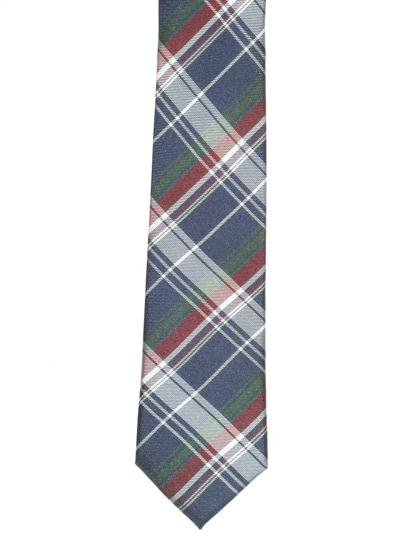 Krawatte, 100% Seide, 6cm slim, Kariert, Dunkelblau