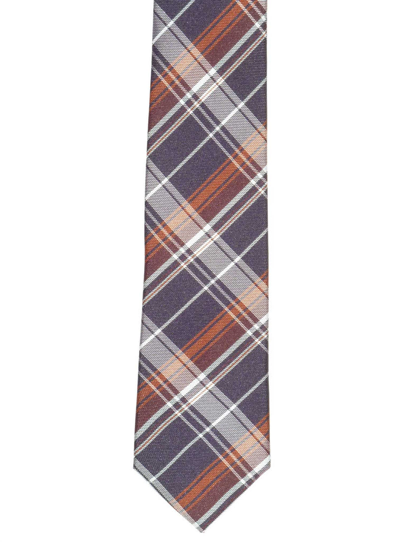 Krawatte, 100% Seide, 6cm slim, Kariert, Lila