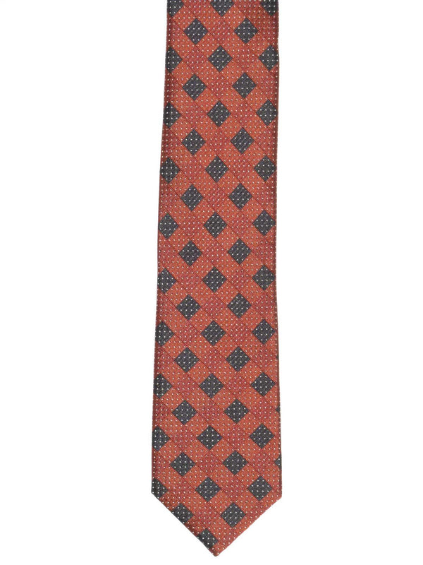 Krawatte, 100% Seide, 6cm slim, Karos, Terra