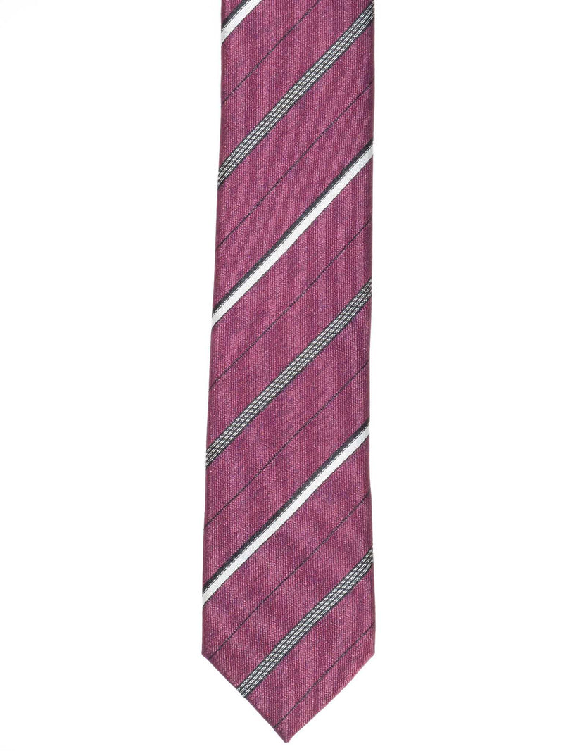 Krawatte, 100% Seide, 6cm slim, Streifen, Beere