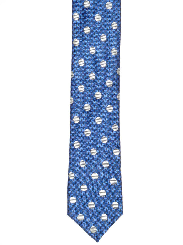 Krawatte, 100% Seide, 6cm slim, Tupfen, Blau