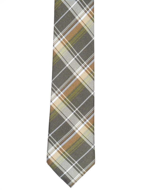 Krawatte, 100% Seide, 6cm slim, Kariert, Grün