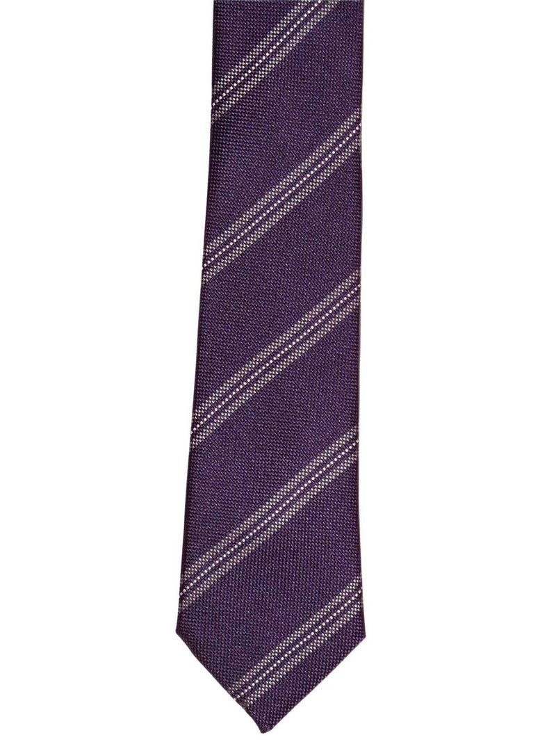 Krawatte, 100% Seide, 6cm slim, Streifen, Aubergine