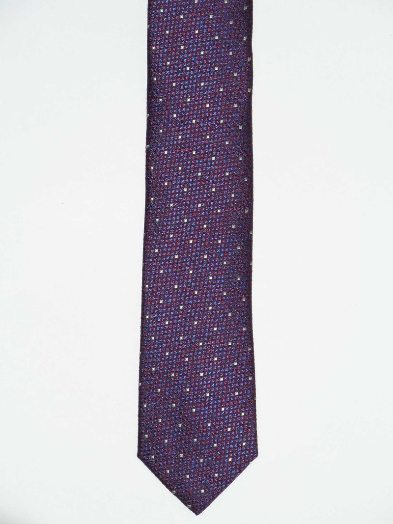 Krawatte, 100% Seide, 6cm slim, Punkte, Rot-Blau