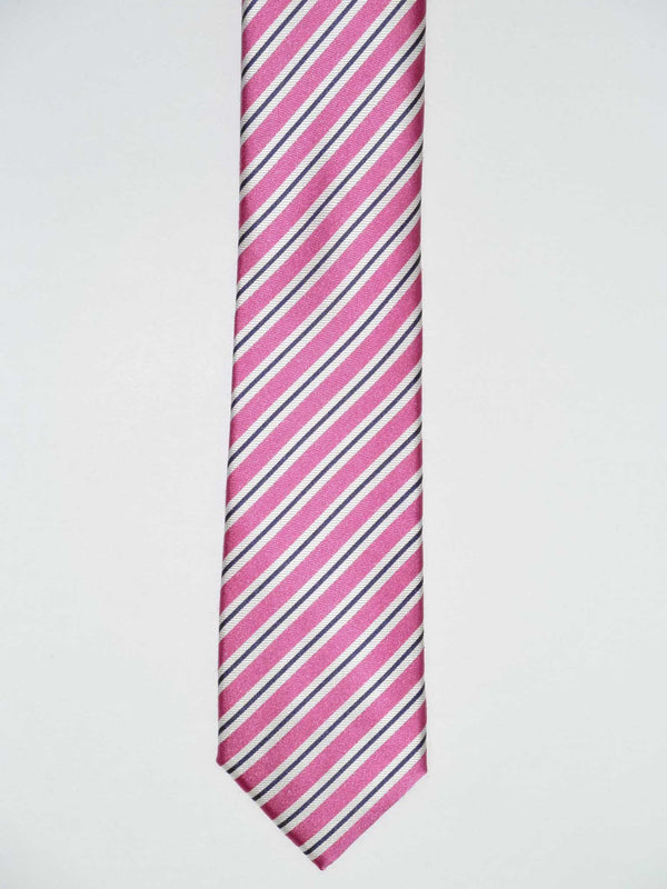 Krawatte, 100% Seide, 6cm slim, Streifen, Pink