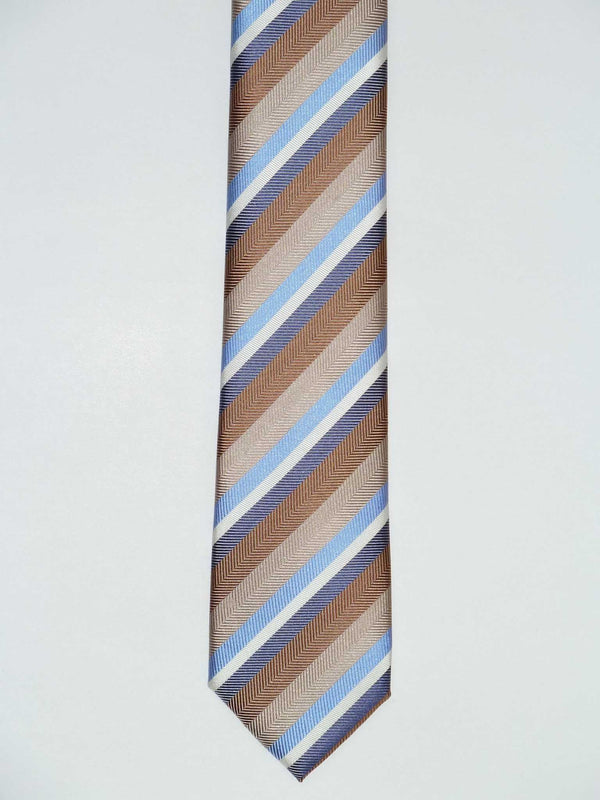 Krawatte, 100% Seide, 6cm slim, Streifen, Hellbraun