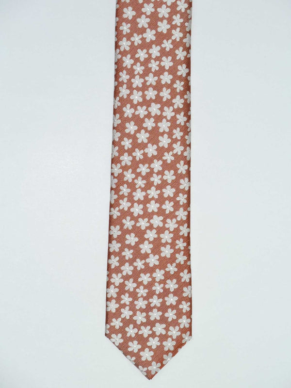 Krawatte, 100% Seide, 6cm slim, Blumen, Orange