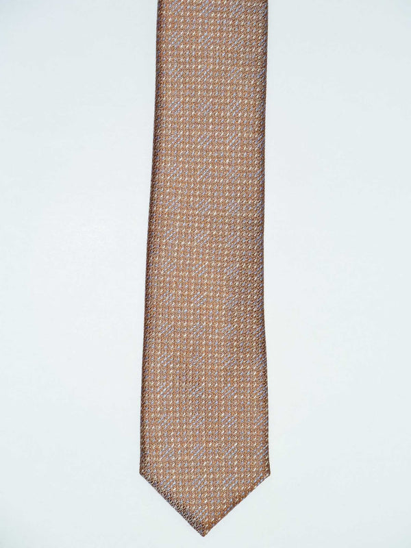 Krawatte, 100% Seide, 6cm slim, Kariert-uninah, Apricot