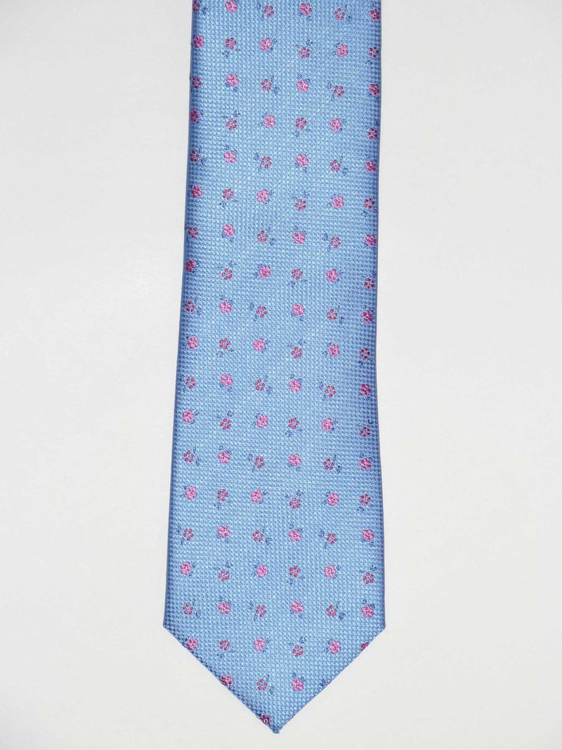 Krawatte, 100% Seide, 7,5cm, Blumen, Hellblau