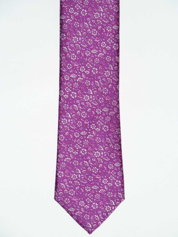 Krawatte, 100% Seide, 7,5cm, Blumen, Fuchsia