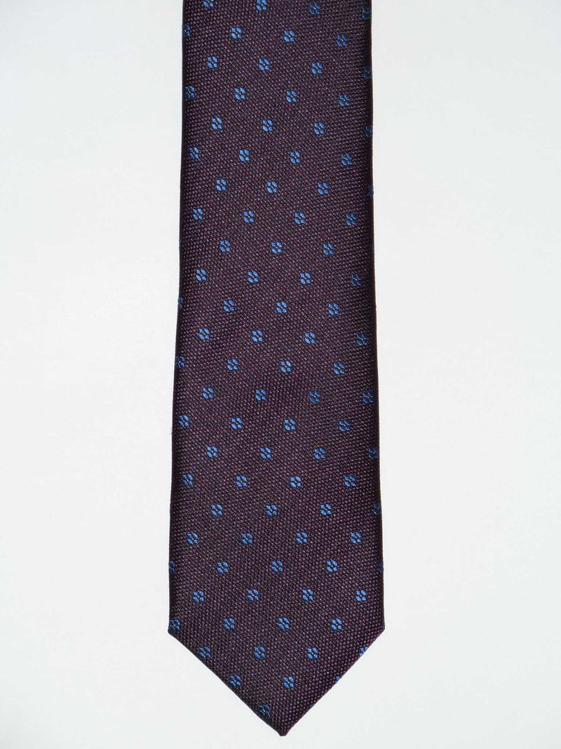 Krawatte, 100% Seide, 7,5cm, Minimal, aubergine-royalblau