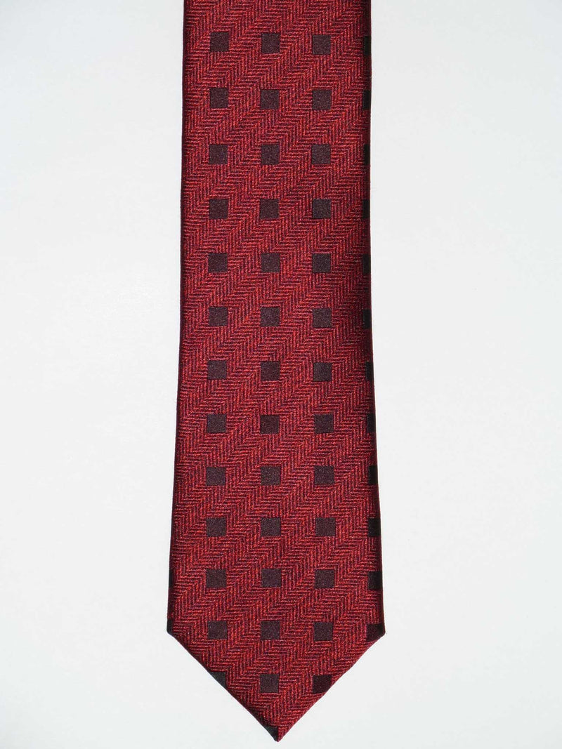 Krawatte, 100% Seide, 7,5cm, Karo, rot-schwarz