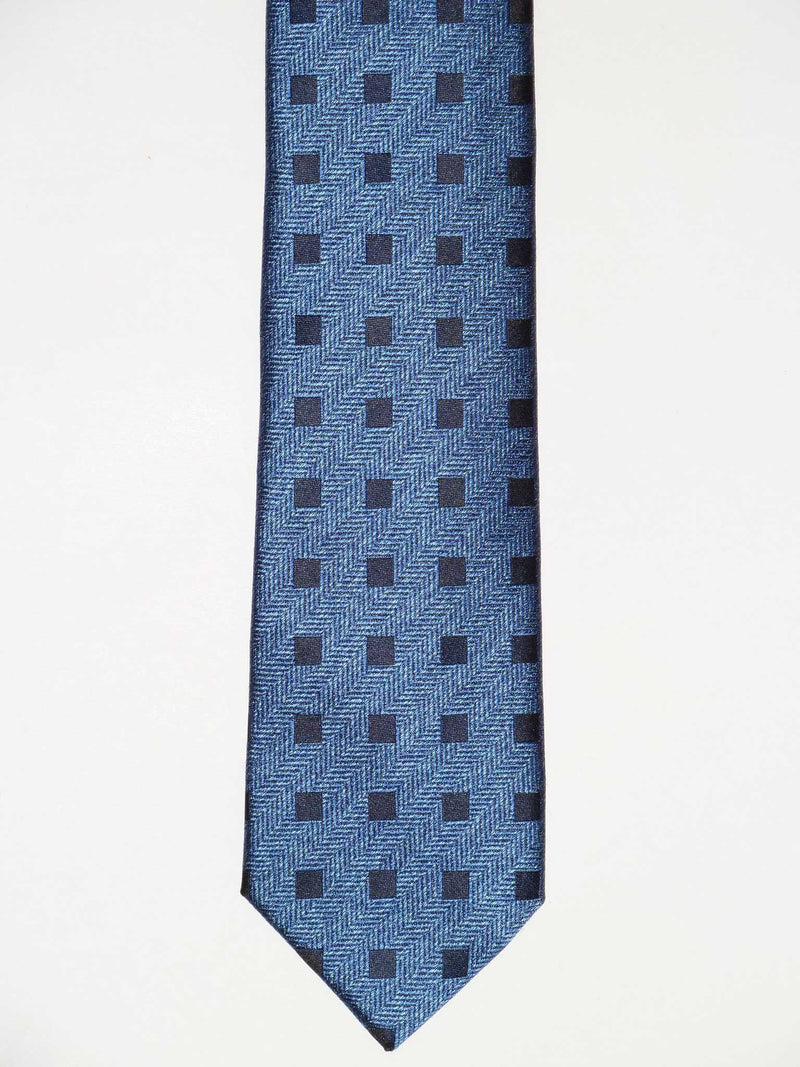 Krawatte, 100% Seide, 7,5cm, Karo, blau-schwarz