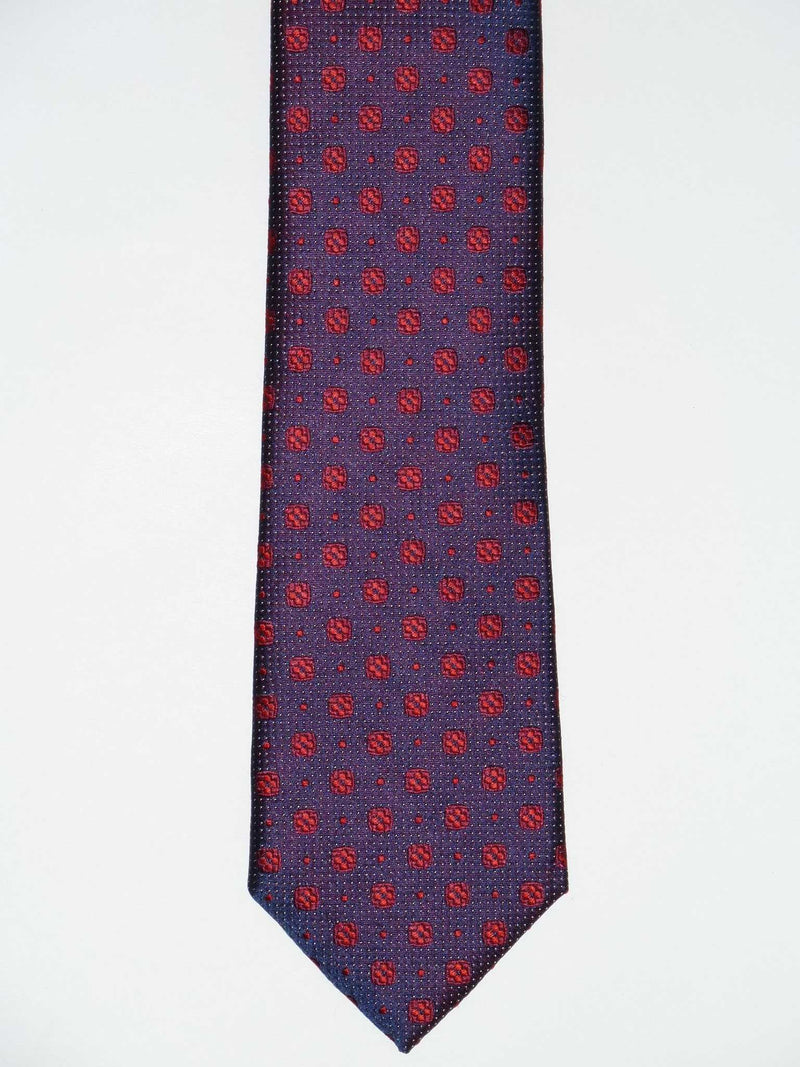 Krawatte, 100% Seide, 7,5cm, Minimal, dkl.blau-rot