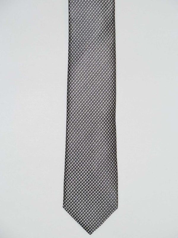 Krawatte, 100% Seide, 6cm slim, Gepunktet Uninah, Anthrazit