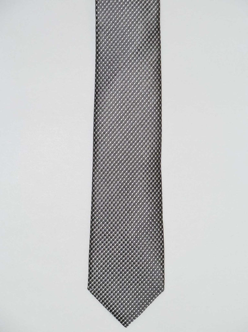 Krawatte, 100% Seide, 6cm slim, Gepunktet Uninah, Anthrazit