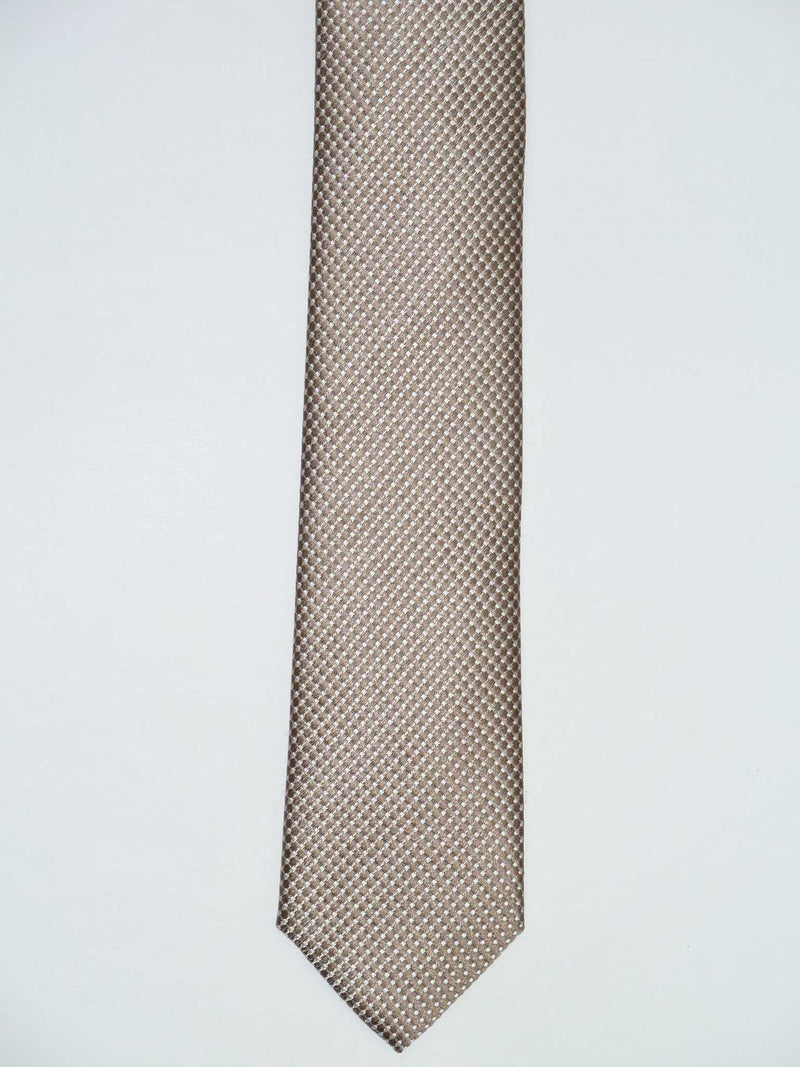 Krawatte, 100% Seide, 6cm slim, Gepunktet Uninah, Taupe