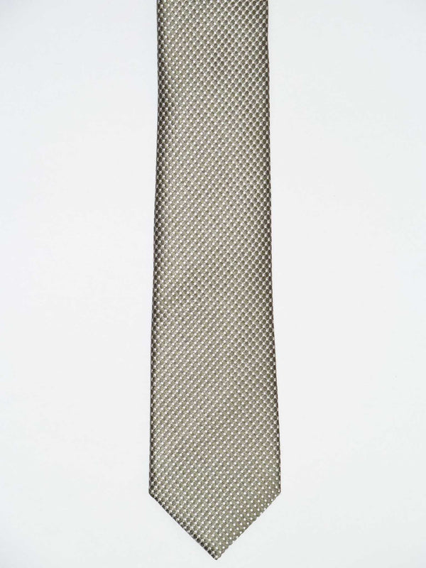 Krawatte, 100% Seide, 6cm slim, Gepunktet Uninah, Khaki