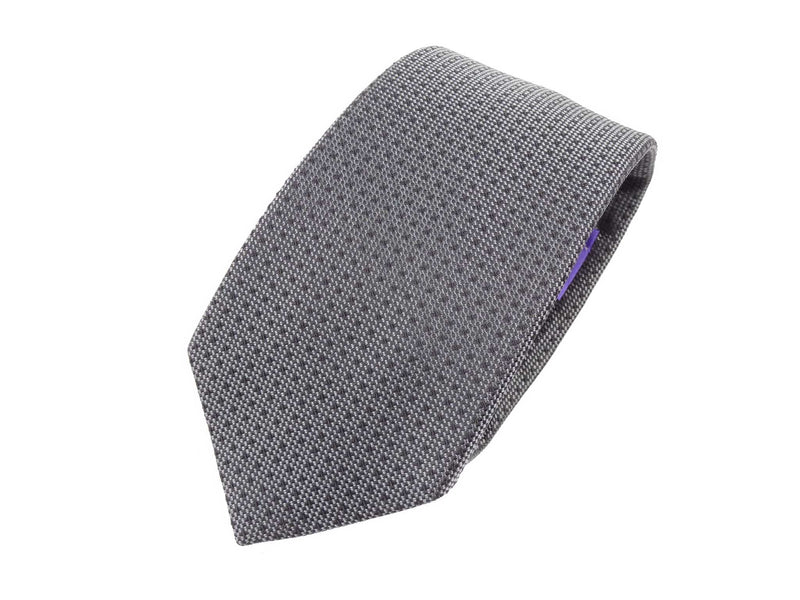 Krawatte, 100% Seide, 7,5cm, Gepunktet, Anthrazit