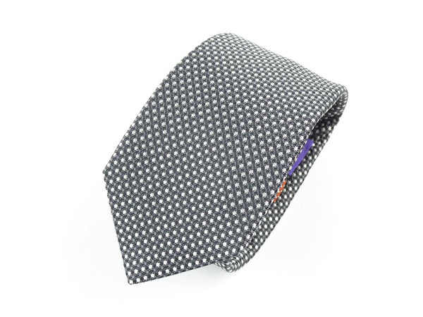 Krawatte, 100% Seide, 7,5cm, Minimal, Schwarz-Weiß