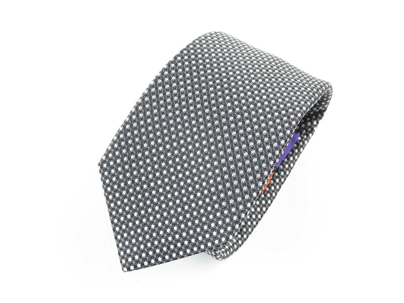 Krawatte, 100% Seide, 7,5cm, Minimal, Schwarz-Weiß
