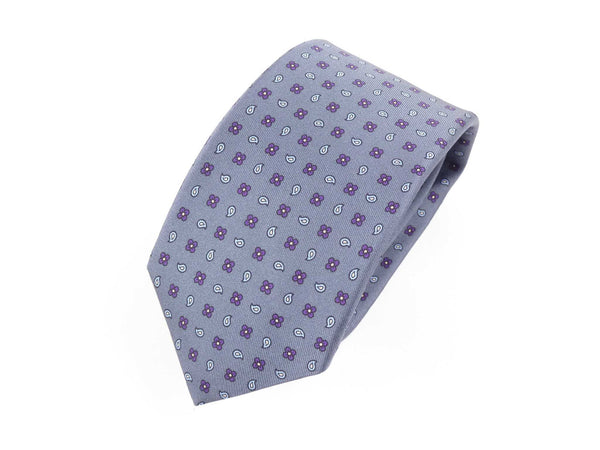 Krawatte, 100% Seide, 7,5cm, Minimal, Grau