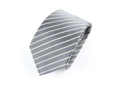 Krawatte, 100% Seide, 7,5cm, Streifen, Hellgrau