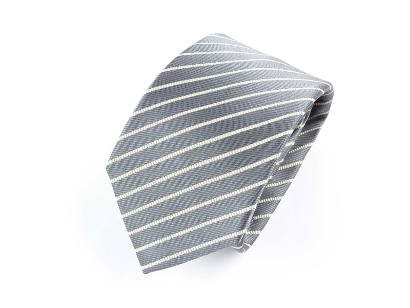 Krawatte, 100% Seide, 7,5cm, Streifen, Hellgrau