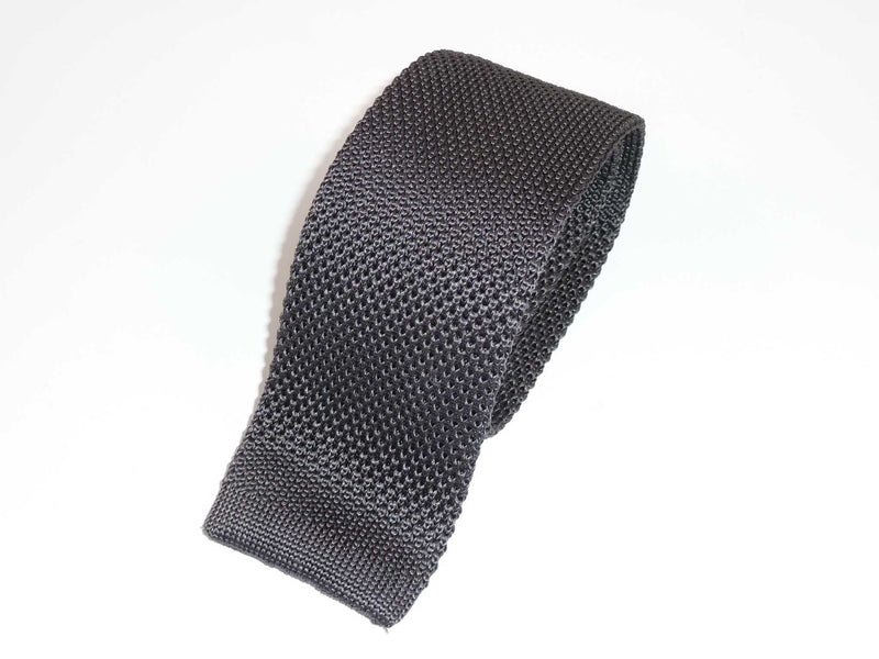 Krawatte, 100% Seide, gestrickt, 6cm slim, Uni, Anthrazit