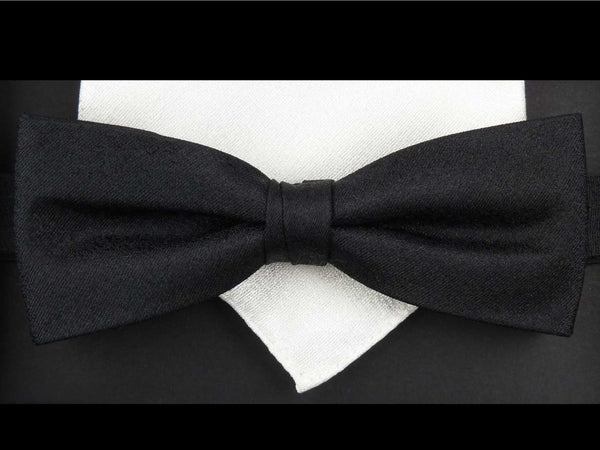 Schleife slim mit Ziertuch, 100% Seide, offene Struktur, Schwarz